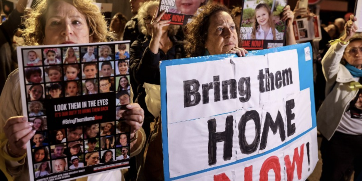 Protest i ryddhau gwystlon Hamas, Tel Aviv