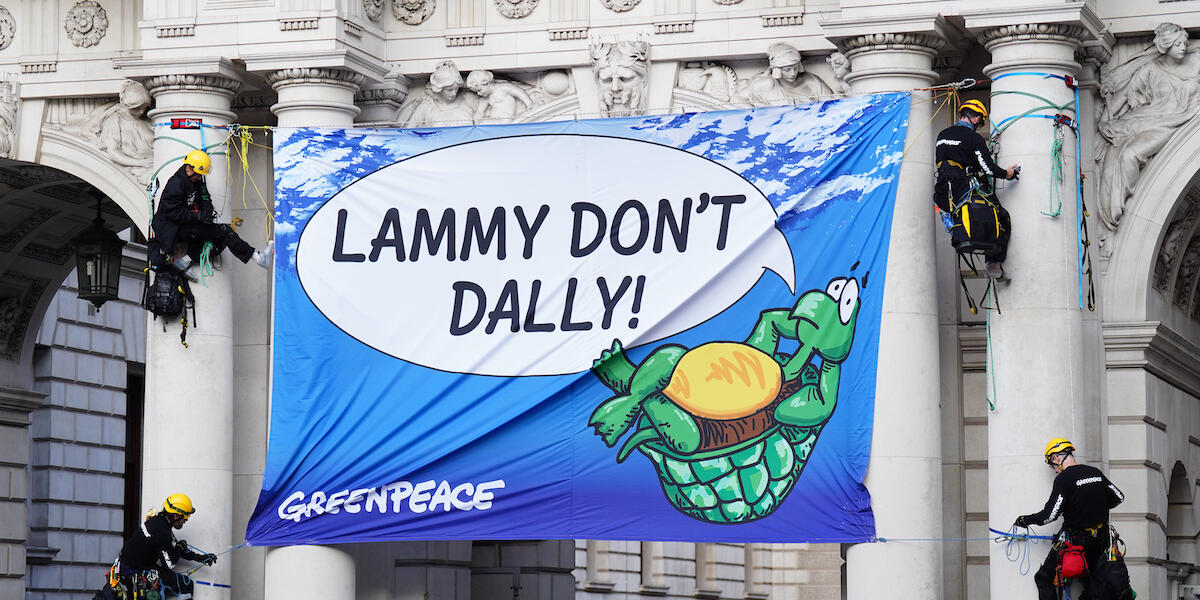 Baner 'Lammy don't dally!'