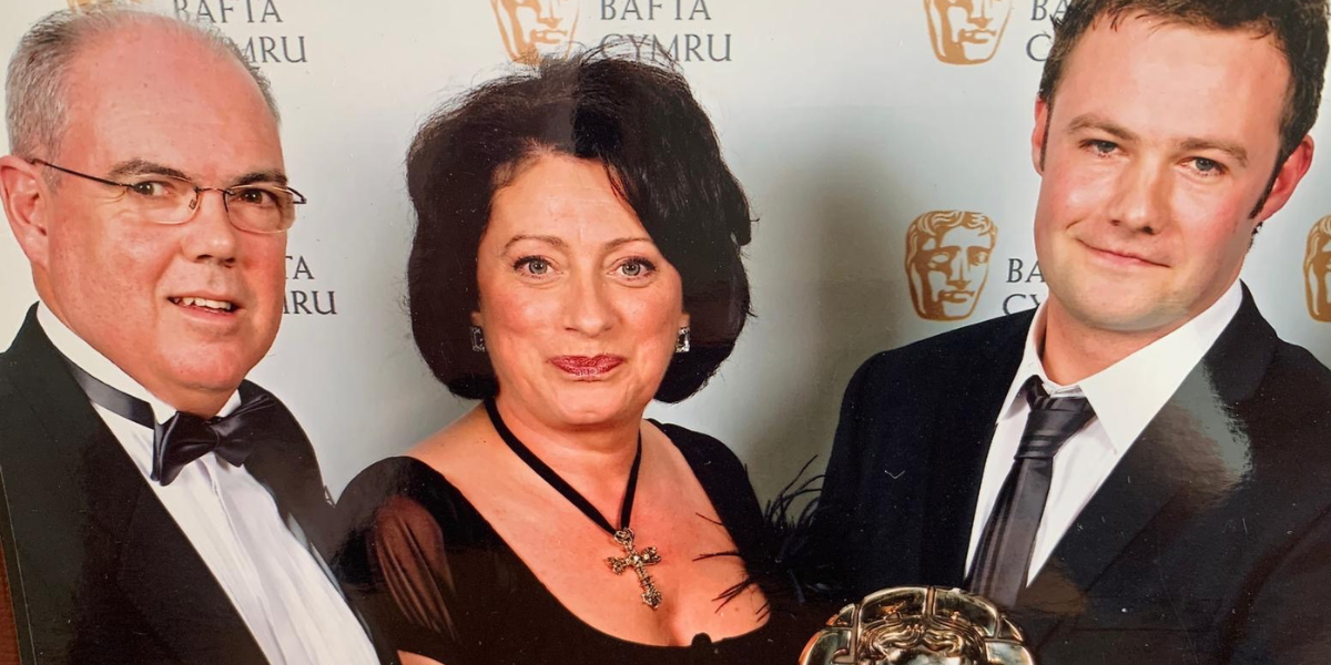 Robin Evans, Sue Waters a Bedwyr Rees yng Ngwobrau BAFTA Cymru