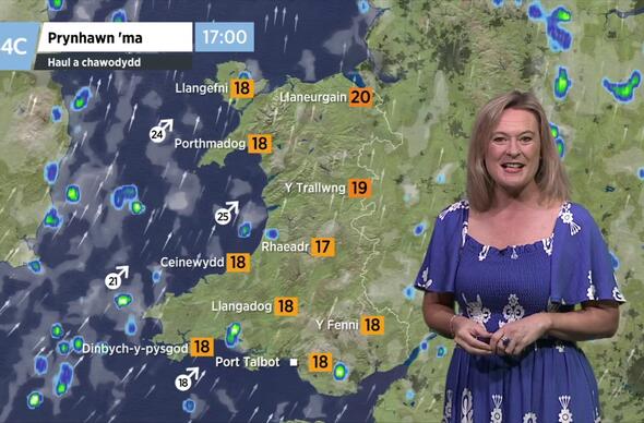Yvonne gyda rhagolygon y tywydd