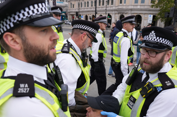Heddlu yn arestio pobl mewn protest o blaid Palesteina yn Llundain