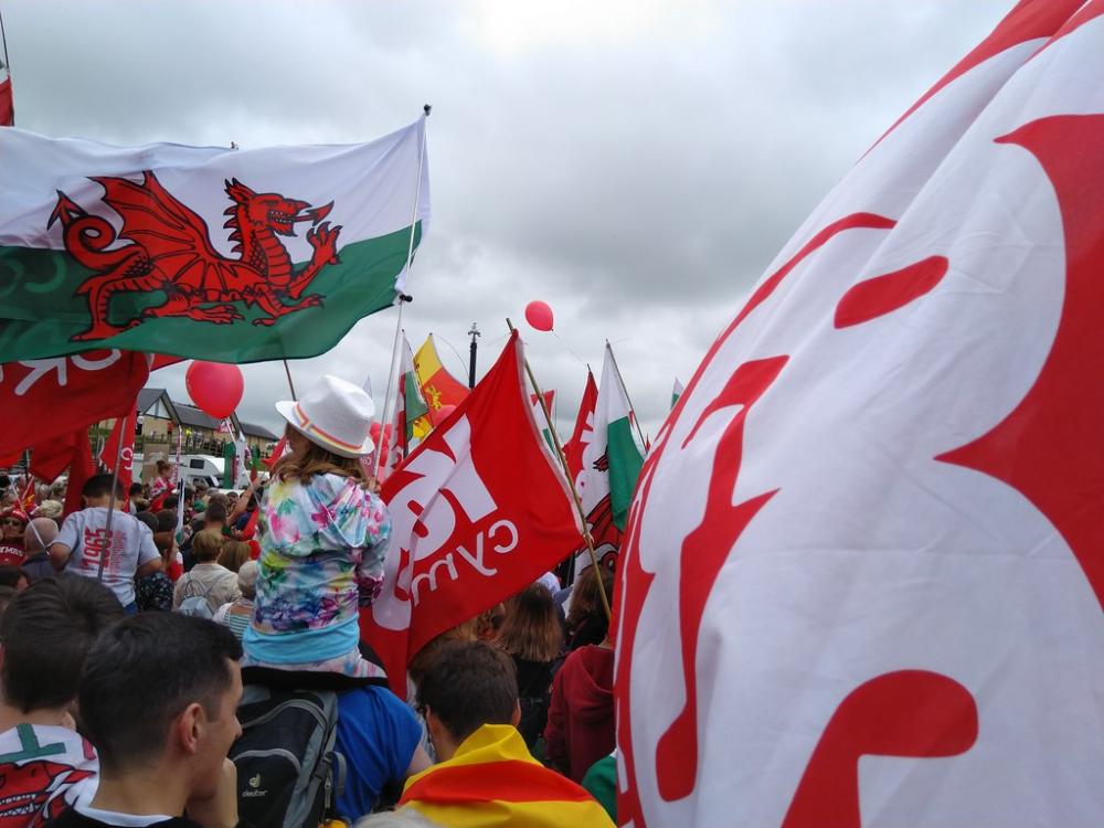 Yes Cymru protest