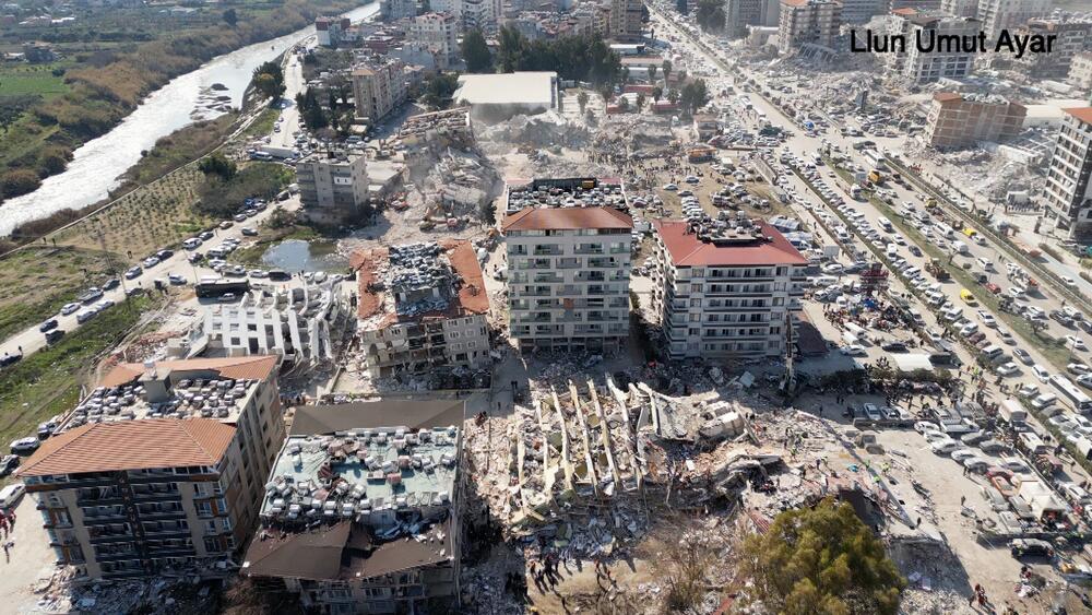 Syniad o ehangder y dinistr yn Antakya