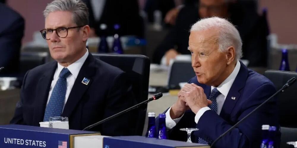 Keir Starmer a Joe Biden. Llun Wochit