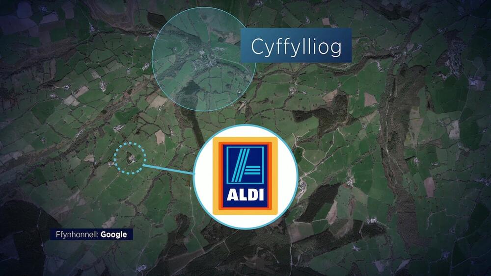 Lleoliad 'Aldi' yng Nghyffylliog