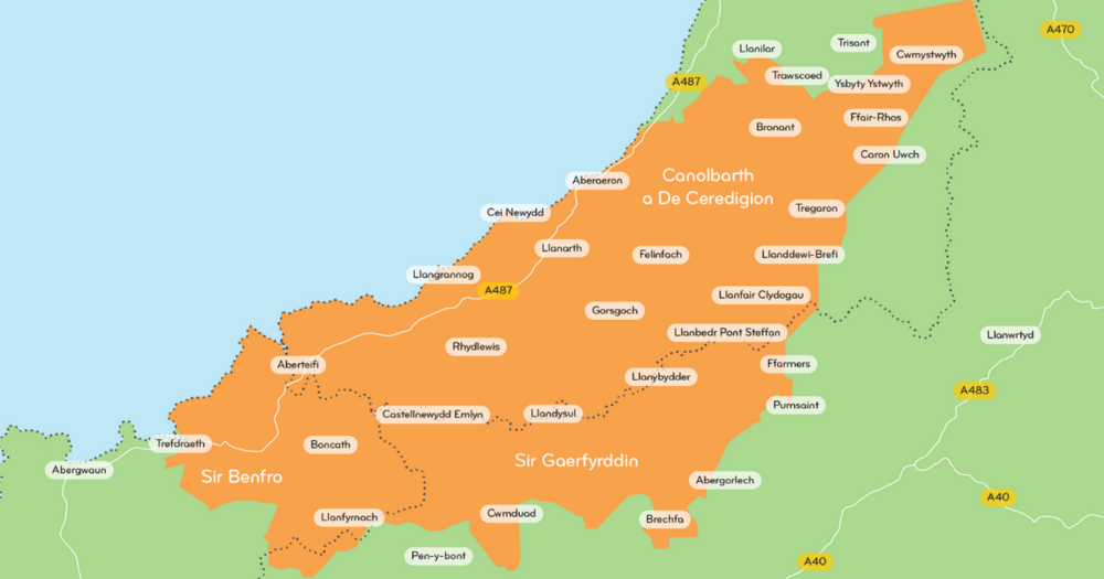 Sychder yn datblygu yng Ngheredigion